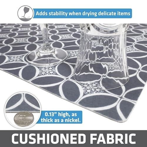 drymate درع رفوف وسحابات درايميت الفاخرة، قماش سميك مبطن، غير لاصق، ماص، مقاوم للماء، مقاوم للانزلاق، بطانات لخزائن المطبخ، الخزائن (صنع في الولايات المتحدة)(12”x59”)(عبوة من 2)(رمادي نيلي) - Image 5