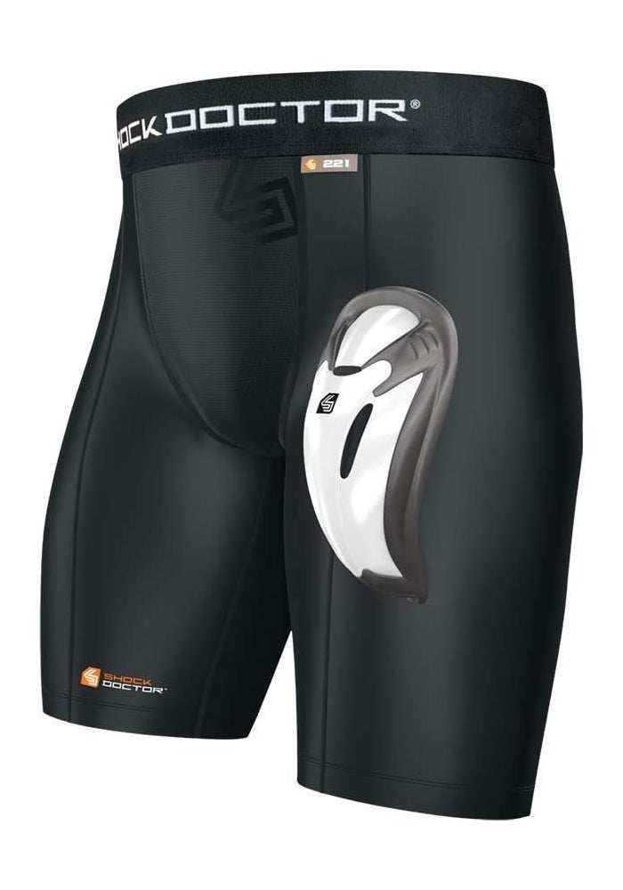 Shock Doctor Men's 221 Compression Shorts with Bio-Flex Protective Cup - Black - Image 4
