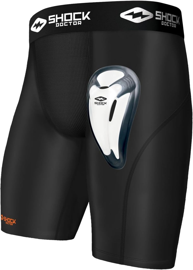 Shock Doctor Men's 221 Compression Shorts with Bio-Flex Protective Cup - Black - Image 1