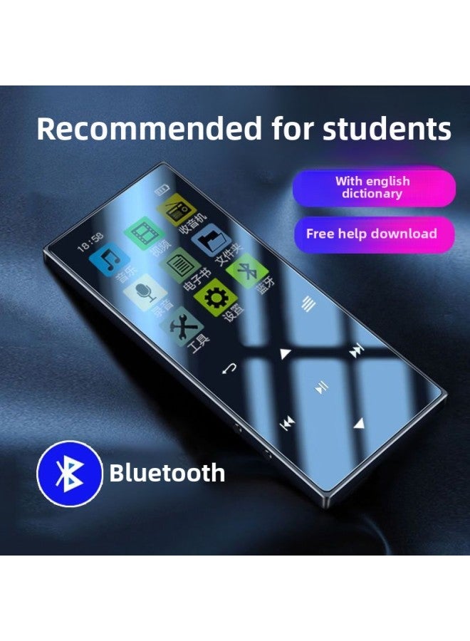 Touch Screen Bluetooth Mp3 Small Walkman Student Version English Mp4 Screen Reading Novels P3 Broadcast Chang Zhen-Color:Metallic Blue [touch Version + English-chinese Dictionary] With Bluetooth♢-Capacity:128 Memory [comes With A Full Set Of Accessories] Weighted Bass Headphones♢
