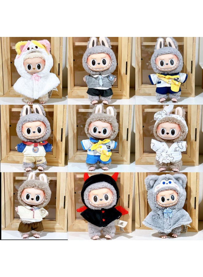 Spot Labubu Baby Clothes Dress-Up Cloak Cute Vinyl Doll Heart-Warming Macaron Doll Plush Toy Dress-Up-Specification:Labubu Can Be Worn [doll Not Included]-Color:Blue Bunny Suit  - Image 2