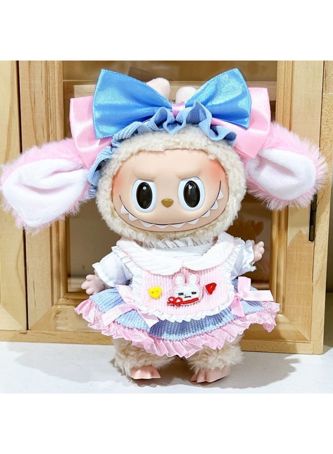 Spot Labubu Baby Clothes Dress-Up Cloak Cute Vinyl Doll Heart-Warming Macaron Doll Plush Toy Dress-Up-Specification:Labubu Can Be Worn [doll Not Included]-Color:Blue Bunny Suit  - Image 1