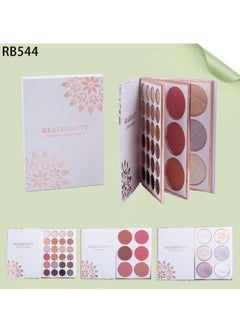 A complete palette of blush + highlighter + multi-colored eye shadow
