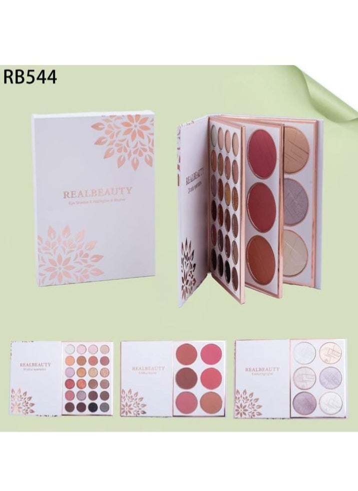 REAL BEAUTY - A complete palette of blush + highlighter + multi-colored eye shadow - Image 1
