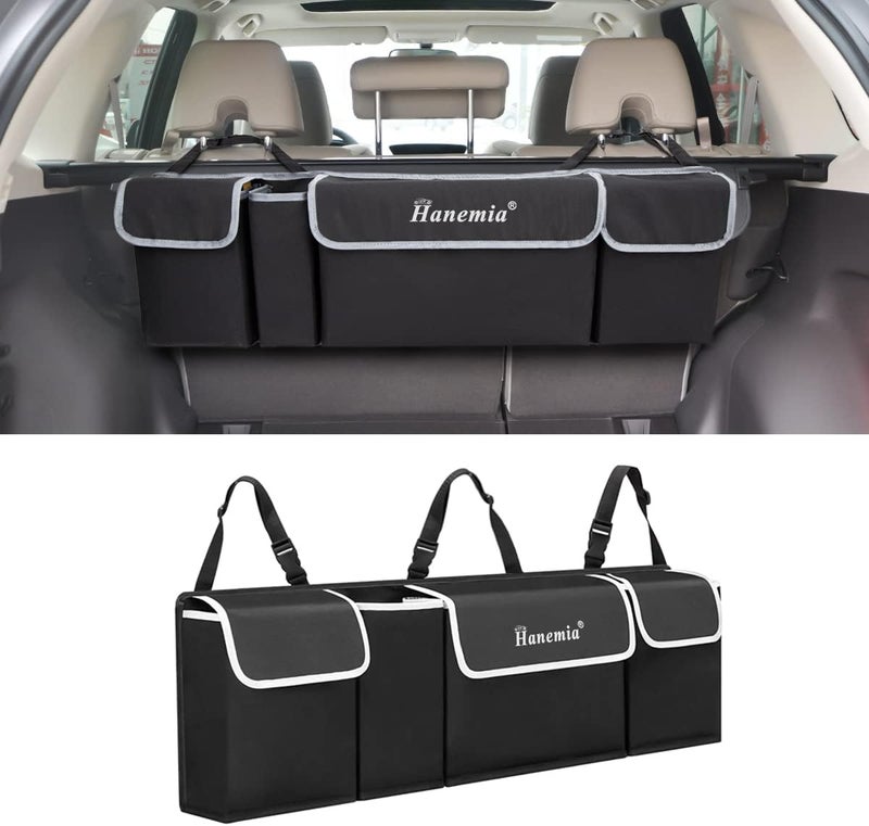 Hanemia Multi-use well optimized build Car Trunk Organizer and Storage, Backseat Hanging Organizer for SUV, Truck, MPV, Waterproof, Collapsible Cargo Storage Bag with 4 Pockets, Car Interior Accessories for Men and Women (Black) Classic design alternatives - Image 1