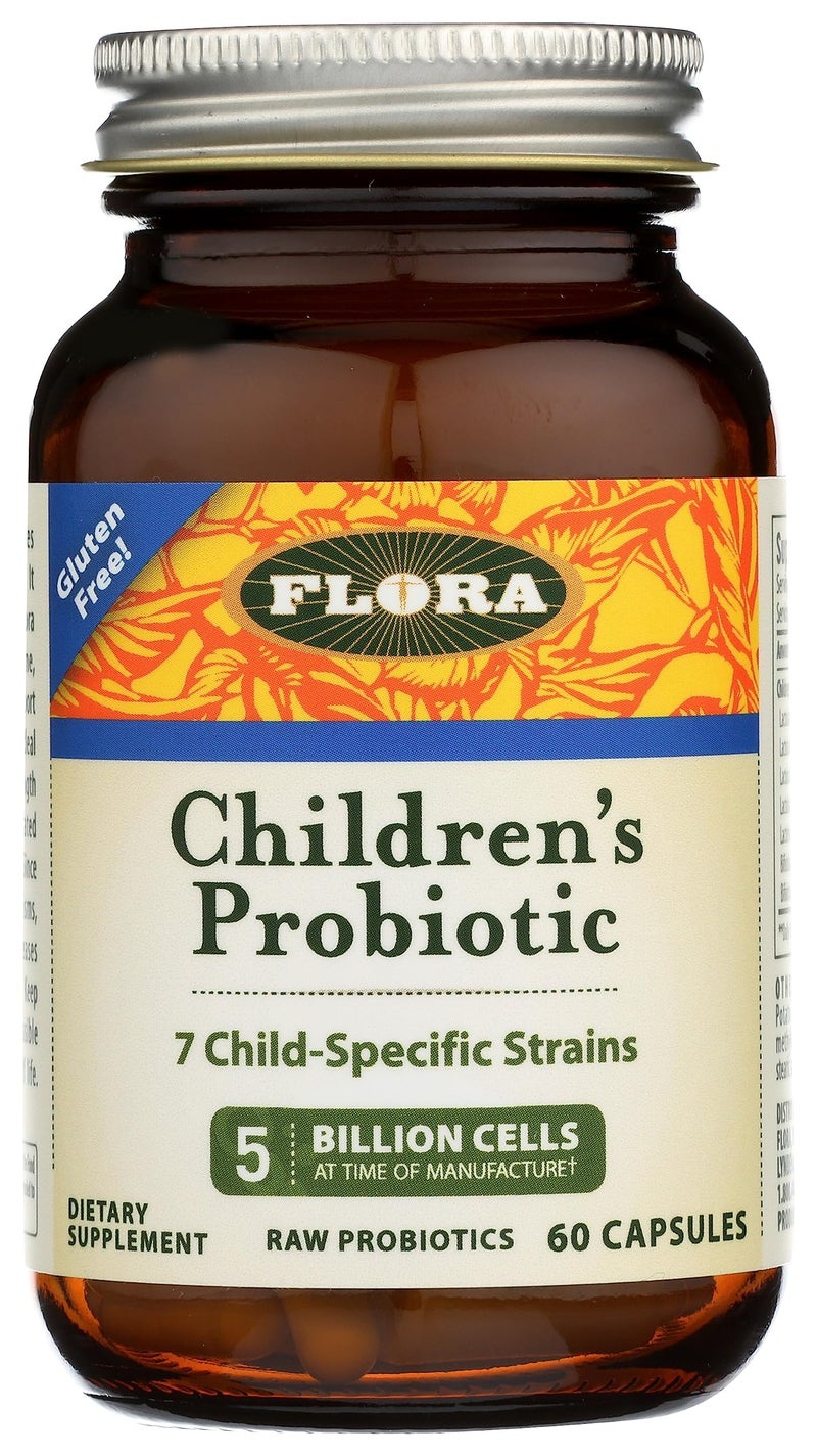 Flora Flora Udos Choice Childrens Probiotic Blend with Seven ChildSpecific Strains 5 Billion Cells of Raw Probiotics Formulated for Ages 515 Regain and Retain Gut Health 60 Capsules