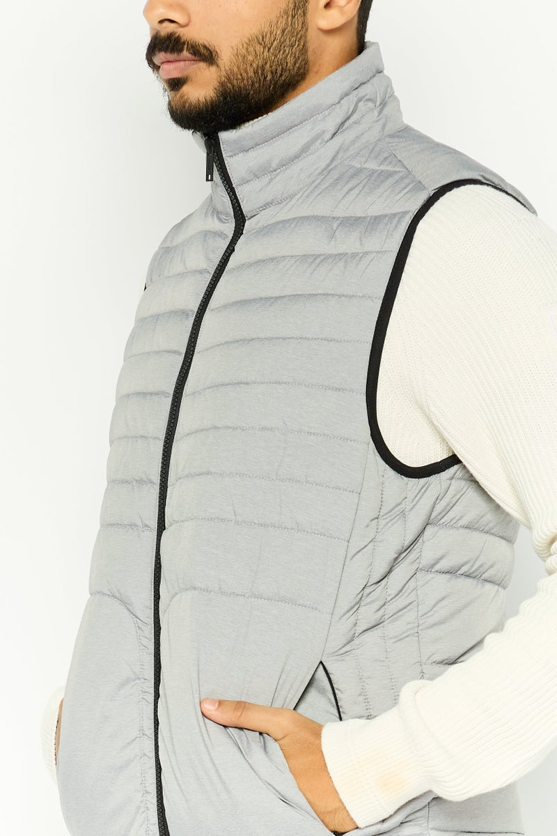 DKNY Men Quilted Vest Jacket, Grey - Image 4