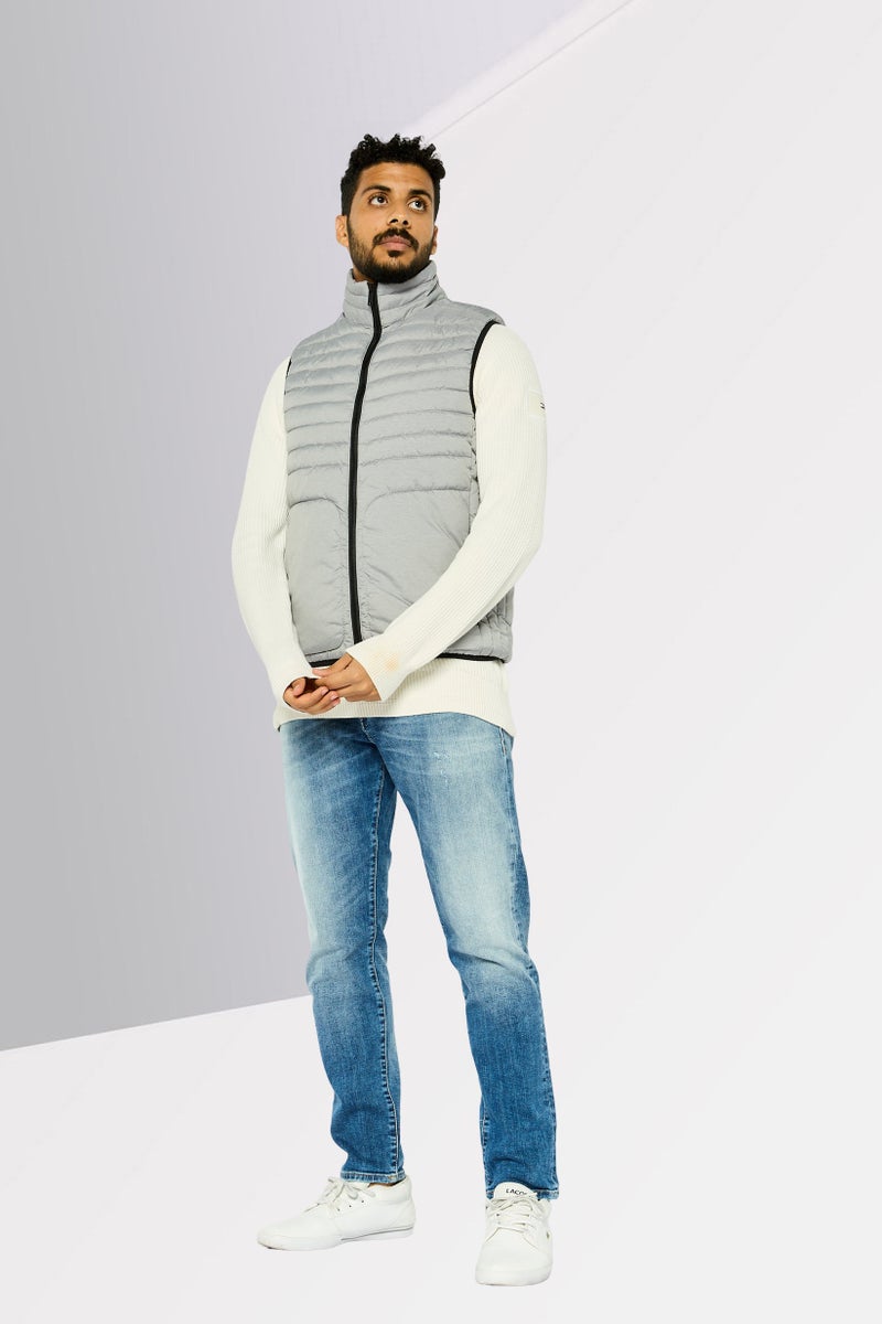 DKNY Men Quilted Vest Jacket, Grey - Image 3