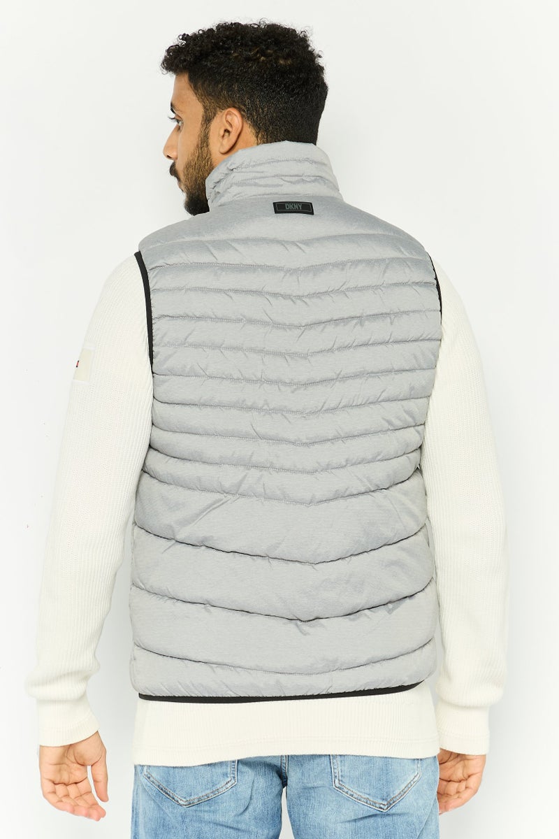 DKNY Men Quilted Vest Jacket, Grey - Image 2