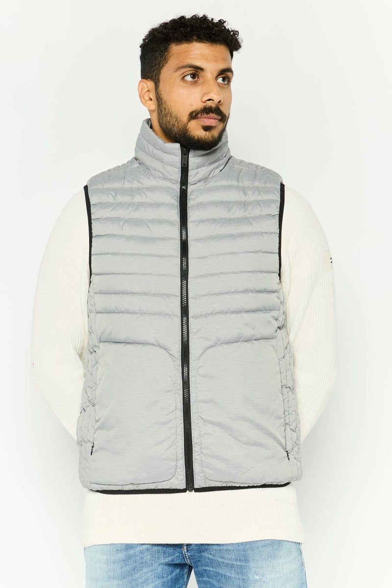DKNY Men Quilted Vest Jacket, Grey - Image 1
