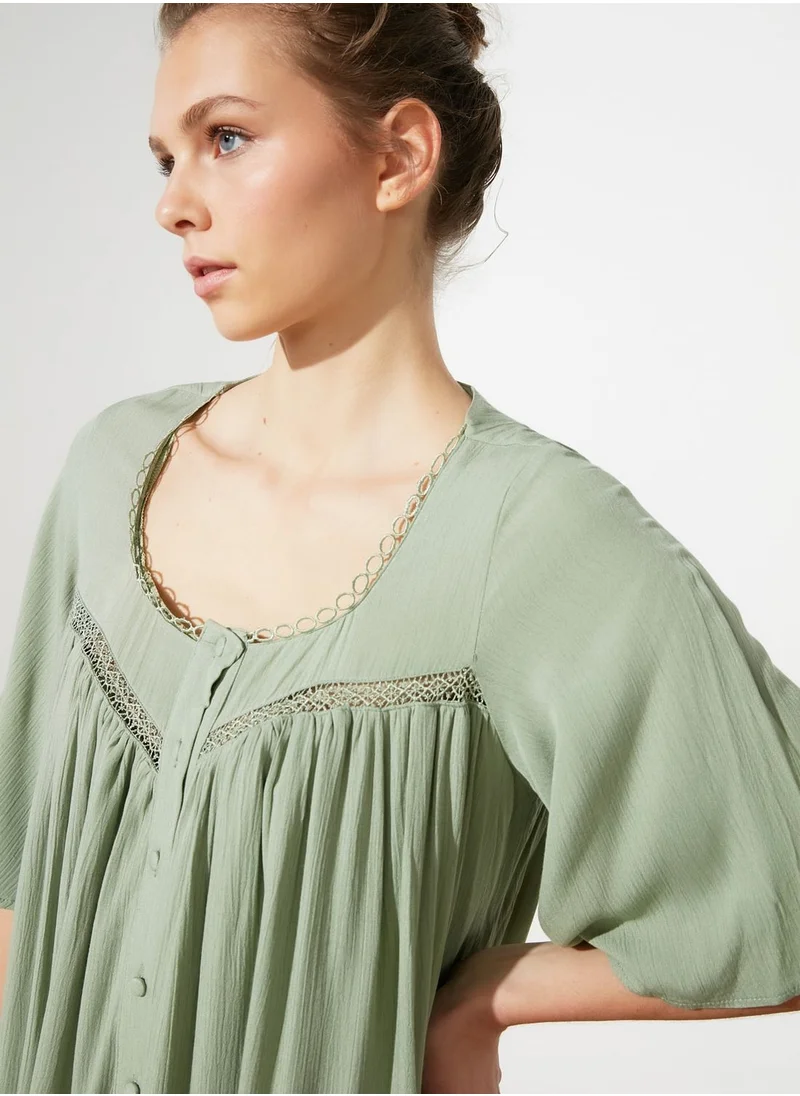 trendyol Button Detail Ruffle Hem Dress