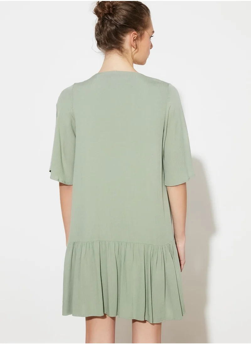 trendyol Button Detail Ruffle Hem Dress