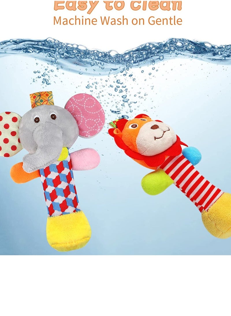 2PCS Soft Baby Rattles, Plush Animal Rattles Baby Sensory Toys Infant Sound Toys Interactive Plush Toys Early Development Rattles Infant Learning Toys for 0 3 6 Month Infant Gift (Elephant, Lion)  - Image 4