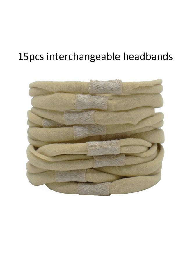 catin - Super Soft Nude Interchangeable Nylon Headbands for Newborn Baby Kids, High Stretchy, 15pcs for DIY Crafts - Image 1
