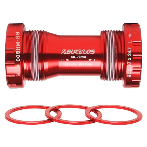 BUCKLOS ThreadedPressFit Bottom Bracket BSA 6873mm8692mm CeramicSteel BearingsBlackRed - Image 1