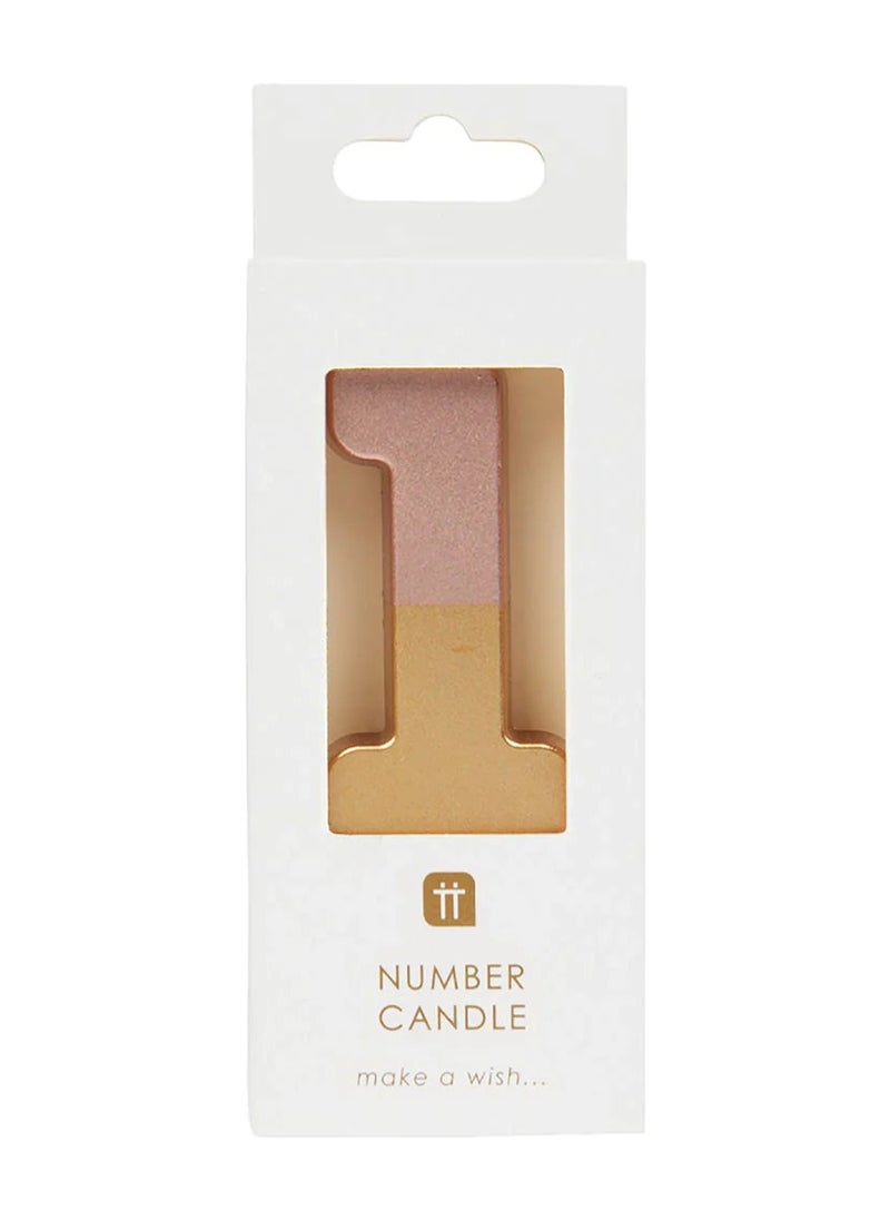 Talking Tables - Talking Tables 1 Number Birthday Candles, Rose Gold Number Candle, Candle for Birthday Cake Topper, Anniversary Cake Number Candle. Candle stick for special occasions such as birthday and Anniversary - Image 1