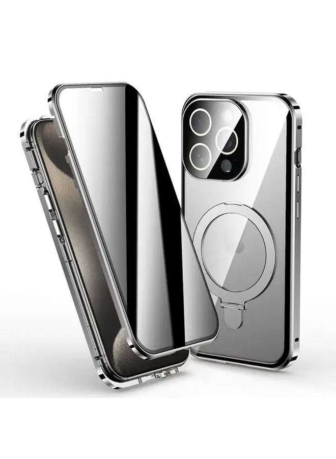 Golden Magnetic Hinge Case With Lotus Stand For iPhone 13 Full Coverage Privacy Protection - Image 4