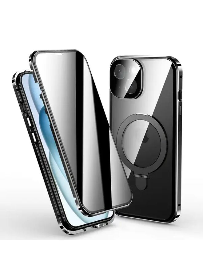 Golden Magnetic Hinge Case With Lotus Stand For iPhone 13 Full Coverage Privacy Protection - Image 3