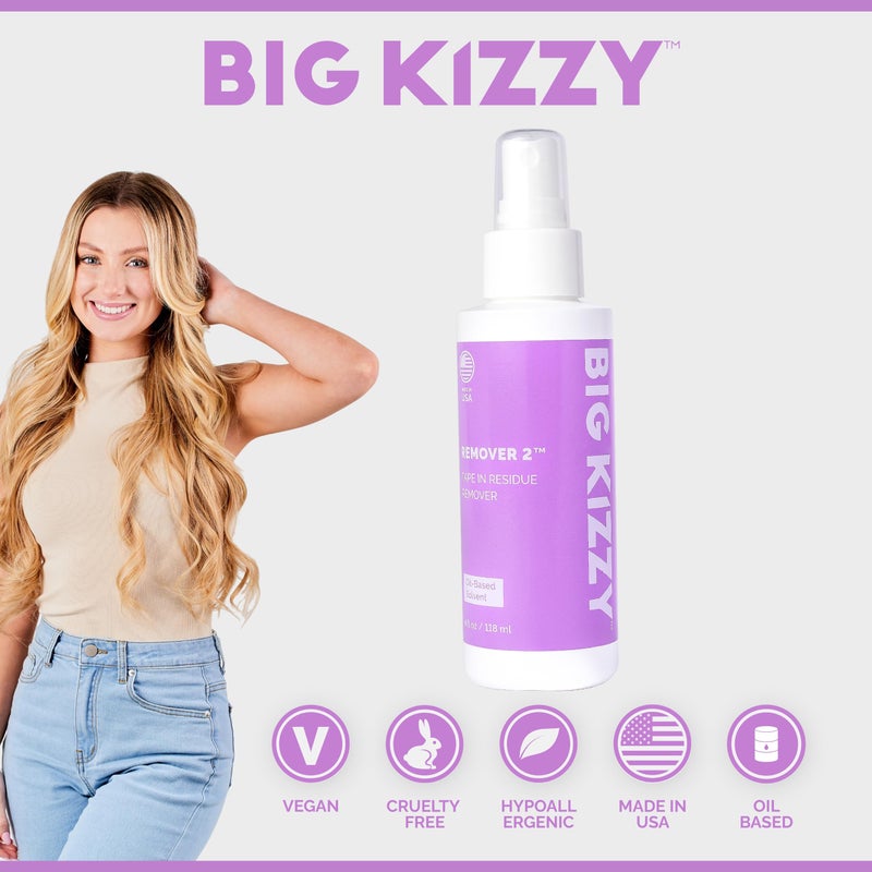 Big Kizzy Tape in Extension Remover (8oz) & Tape Ins Residue Remover (4oz), Big Kizzy Remover 1 + Remover 2 - Fastest Two Step System to Remove Tape in Extensions and Tape Ins Residue - Image 5