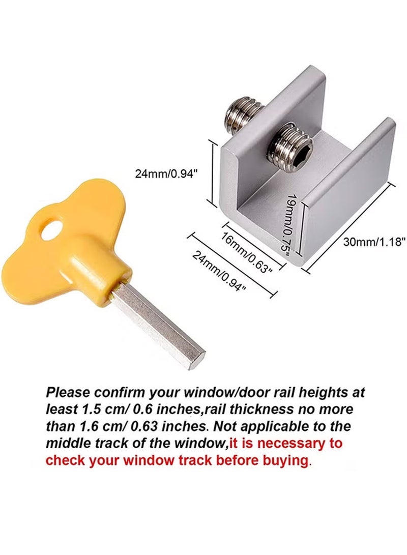 عبوة من 4 قفل نافذة منزلق مع قفل أمان فضي / أصفر 1.18 × 0.94 × 0.9 بوصة - Image 2