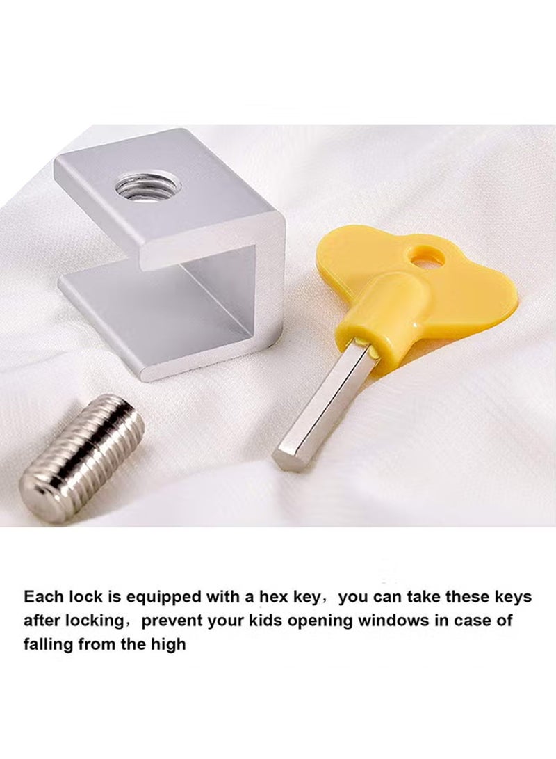 عبوة من 4 قفل نافذة منزلق مع قفل أمان فضي / أصفر 1.18 × 0.94 × 0.9 بوصة - Image 3