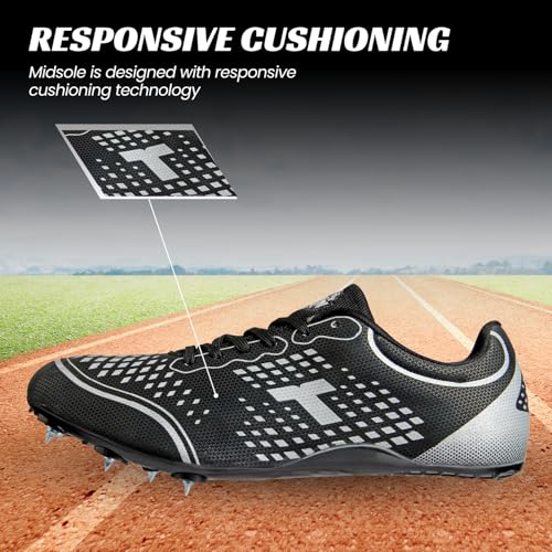 RXN Nitro Pro Running Spike Running Shoes – High-Performance Track Spikes (Black, UK Footwear Size System, Adult, Men, Numeric, Medium, 1) - Image 5