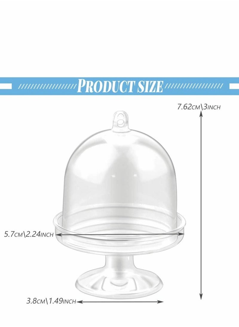 SYOSI - Dessert Cups, 12 Sets Small Plastic Dessert Table Decorations Stands with Dome, Mini Cake Stand Cupcake Stand Individual Cake Pop Dome Macarron Holders - Image 1