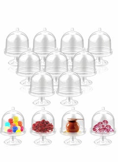 Dessert Cups, 12 Sets Small Plastic Dessert Table Decorations Stands with Dome, Mini Cake Stand Cupcake Stand Individual Cake Pop Dome Macarron Holders