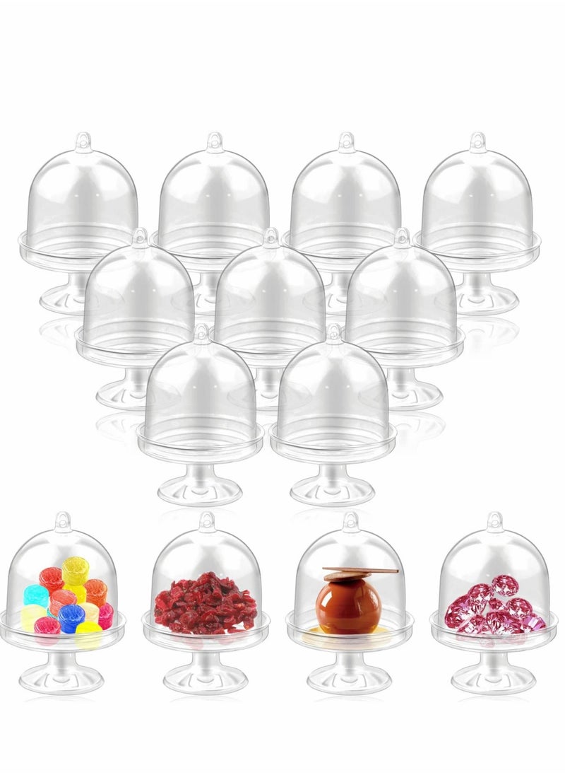 SYOSI - Dessert Cups, 12 Sets Small Plastic Dessert Table Decorations Stands with Dome, Mini Cake Stand Cupcake Stand Individual Cake Pop Dome Macarron Holders - Image 1