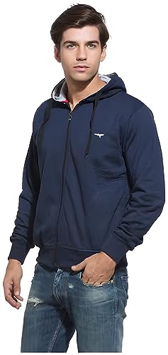 REYA Full Sleeve Solid Men Hood with Zipper Jacket (M-Size)-Blue - Image 3