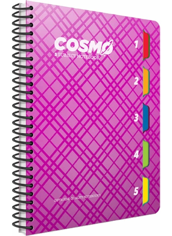 Gıpta A4 150 Sheets Checkered Cosmo Spiral Notebook with 5 Separators and Plastic Cover 