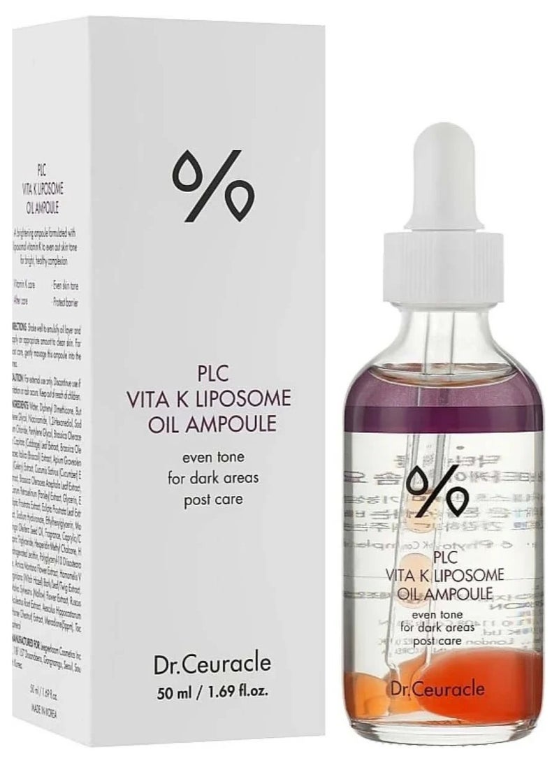 Dr. Ceuracle Vitamin K Liposome Oil AmpouleㅣSpecial Care for Toning, Glowing, Hydration, BrighteningㅣSkin-Friendly Water&Oil Layer FormulaㅣSerum for Dark Area 50ml - Image 1