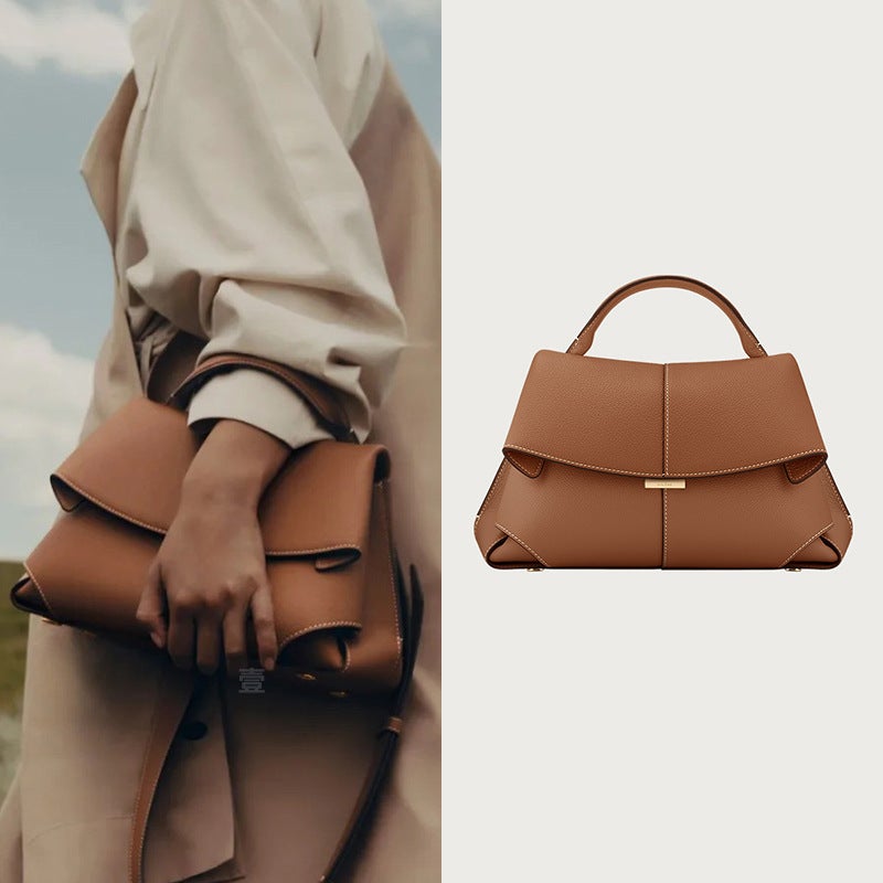 Pol Smile Bag Po Ling En New Mokk Bag French Niche Genuine Leather Retro I Fashion Shoulder Handbag - Image 4