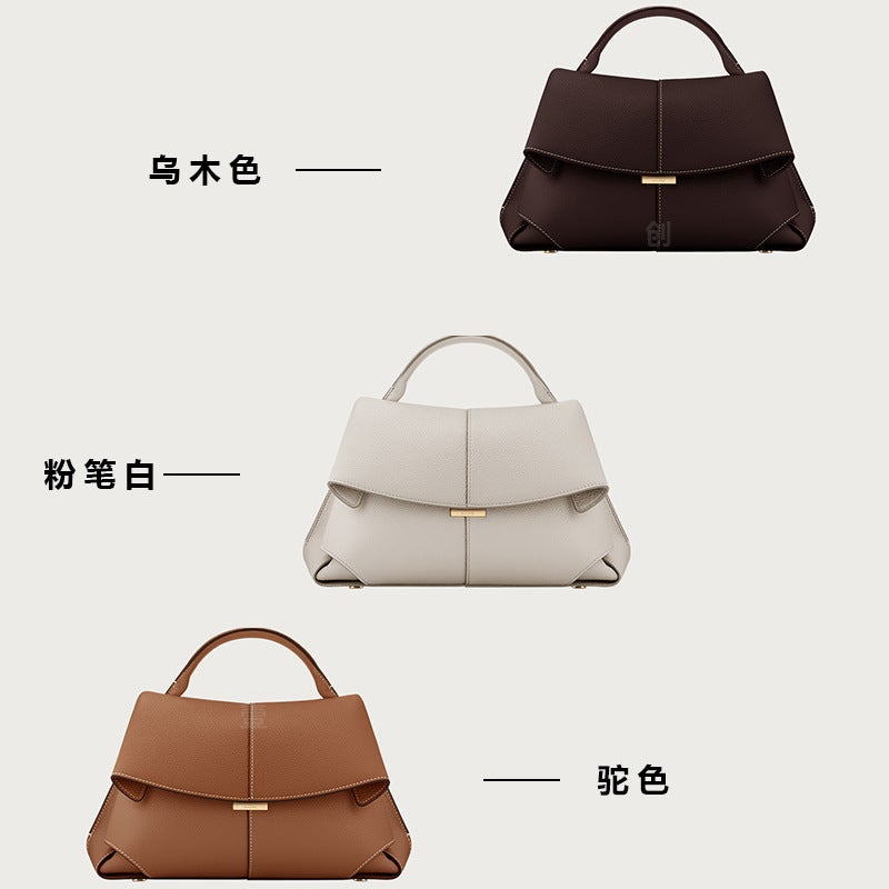 Pol Smile Bag Po Ling En New Mokk Bag French Niche Genuine Leather Retro I Fashion Shoulder Handbag - Image 2