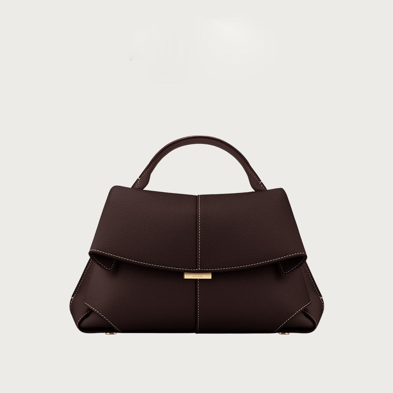 Pol Smile Bag Po Ling En New Mokk Bag French Niche Genuine Leather Retro I Fashion Shoulder Handbag - Image 1