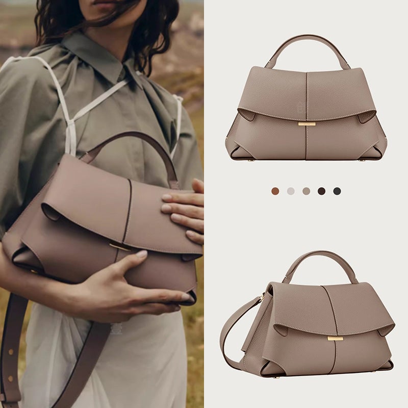 Pol Smile Bag Po Ling En New Mokk Bag French Niche Genuine Leather Retro I Fashion Shoulder Handbag - Image 5