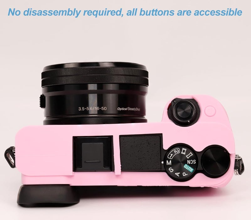 Pocoukate Case for Sony Alpha A6400, A6300, Camera, Soft Silicone Protective Cover Skin with Screen Protector Accessories for Sony Alpha A6400 / 6300 Digital Camera Silicone Cas - Pink - Image 4