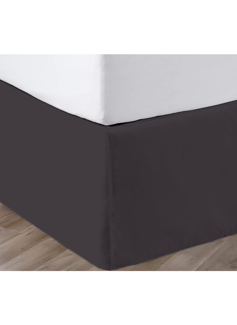SGI bedding SGI bedding 18 Inch Drop Bed Skirt King Size with Platform to Stay in Place Elegant Pleated Design with Split Corners Wrinkle Resistant Fabric for Modern and Stylish Look  Dark Grey 