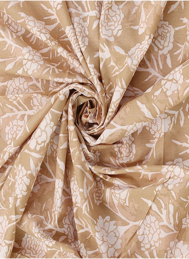 housethis 3-Piece Cotton Bedsheet Set Includes Genda Phool Bed Sheet (Beige) & 2 Pillow Covers (46x69cm) | Machine Washable | 144 Thread Count Bed Linen with Pillow Case  - Image 4