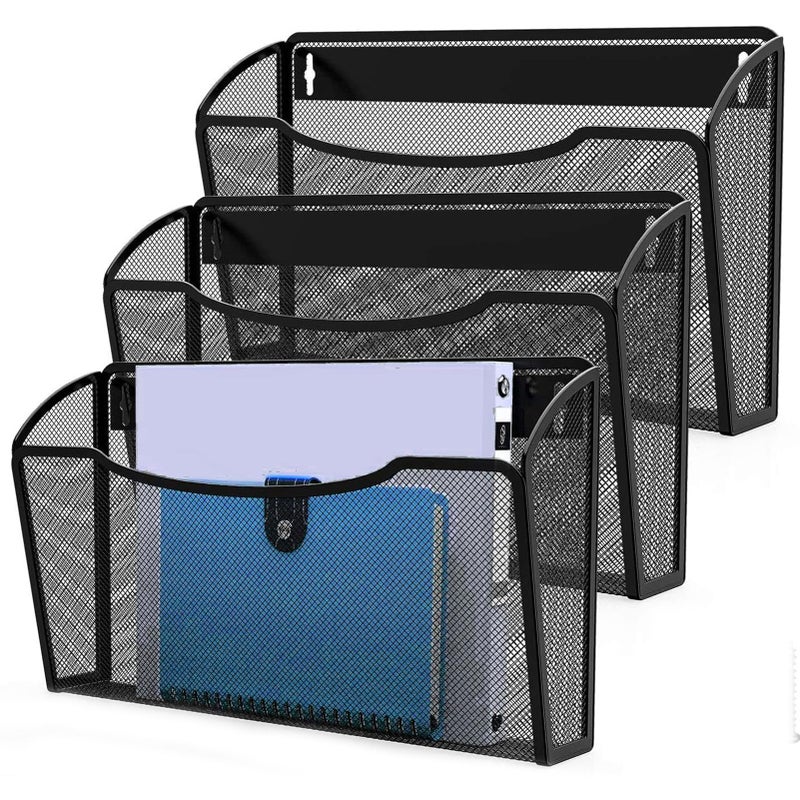 MINDEPOT Wall File Organizer,Hanging Wall Mounted File Folder Binder Holder Mail Organizer for Office,Home and School Supplies - Image 1