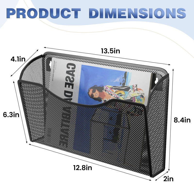 MINDEPOT Wall File Organizer,Hanging Wall Mounted File Folder Binder Holder Mail Organizer for Office,Home and School Supplies - Image 2