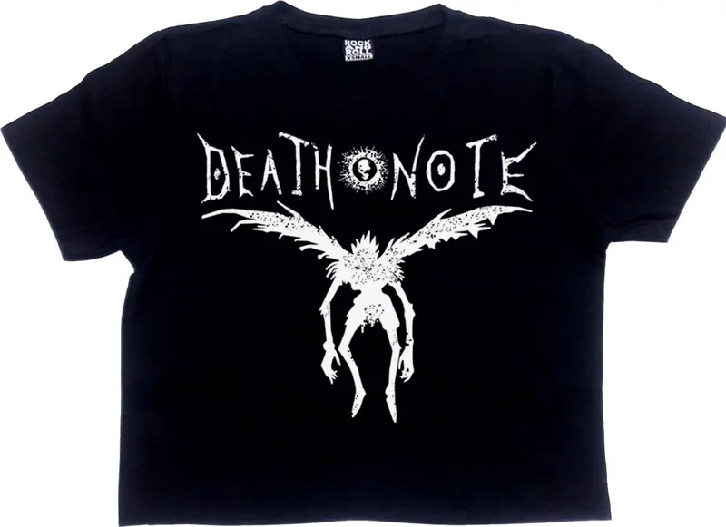 Rock&Roll Winged Note Black Short Crop Top Women's T-Shirt