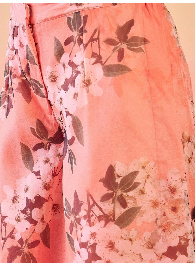 AKS Orange Digital Printed Organza Kurta Set  - Image 3