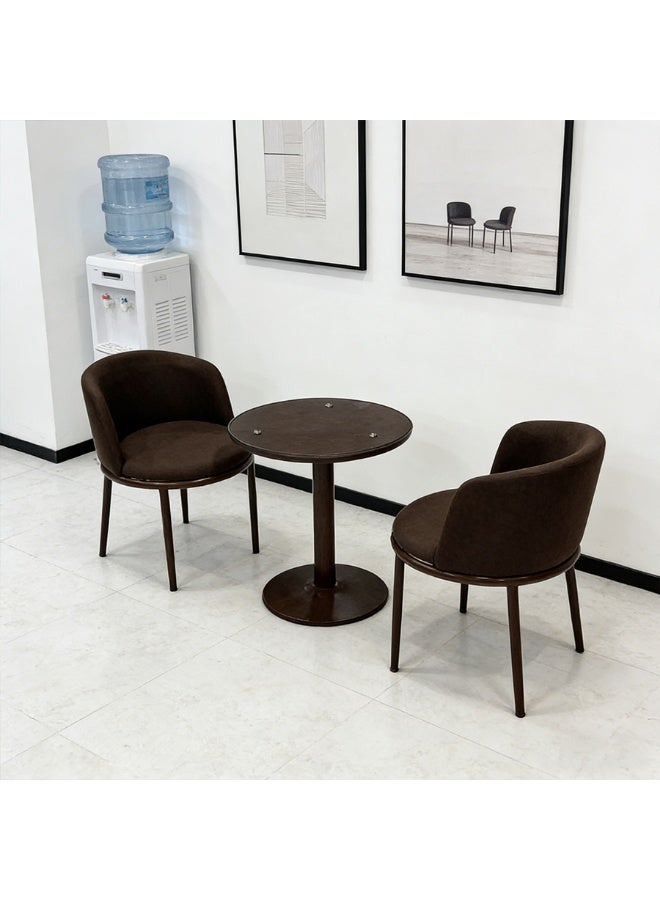 POWER Round Dining Table Set with 2 Upholstered Chairs, Modern Compact 3-Piece Bistro Set, Metal Frame Glass Top Table, Space Saving for Kitchen Balcony Cafe Small Spaces - Image 5