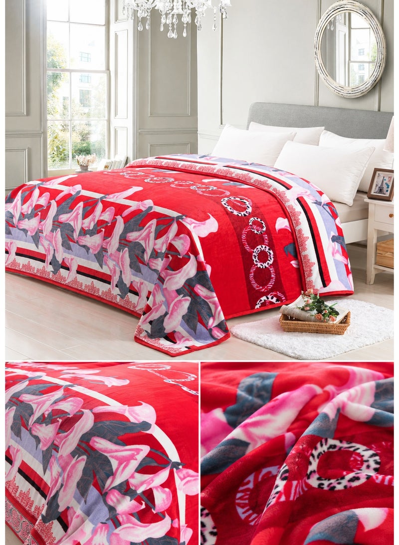 Luxury Soft Plush Mink Blanket – Floral Design – 220 × 240 cm – 1.6 kg – Warm & Cozy Bed Blanket - Image 2