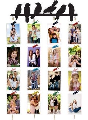 Feelings Gifts Feelings Gifts Hanging Photo Display Picture Frame Collage Picture Display Organizer with Wood Clips for Wall Decor Hanging Photos Best Birds Frame  - Image 1