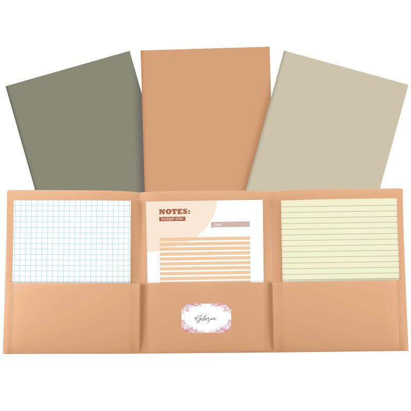 Dunzoom 3 Pcs Tri Fold Folders with 3 Pockets 8.5 x 11 Inch Letter Size Plastic Tri Fold 3 Pocket Folders for School Office College Home Supplies(Boho) - Image 1