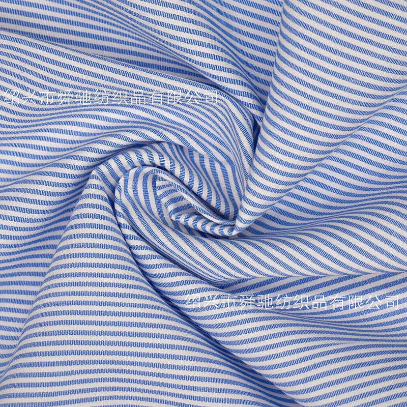Yarn Dyed TC Stripe Fabric 1mm Thin Stripes High Density Shirt Cloth 602 Light Blue - Image 5