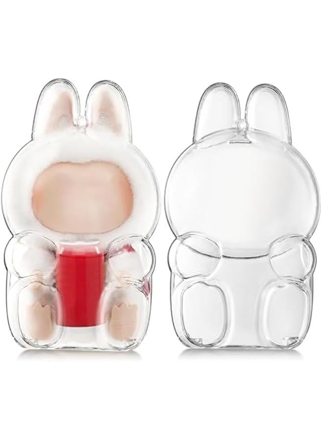 Arabest Clear Bag Keychain for LABUBU Plush Doll, Clear Doll Display Protective Cover, Hanging Figure Transparent Acrylic Case Storage Box for Fans Collector (Cola Sit)  - Image 1
