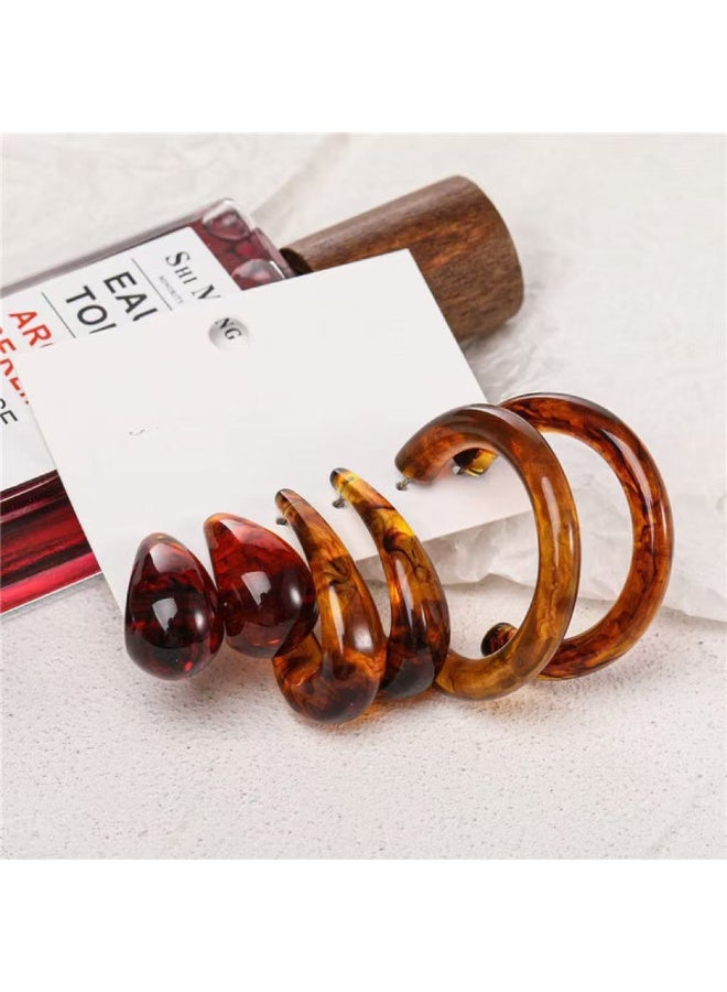 Goolsky طقم أقراط هووب أكريليك للنساء - أقراط جريئة على شكل C بألوان متعددة، طقم مجمع، مجوهرات حفلات بأسلوب عصري - Image 4